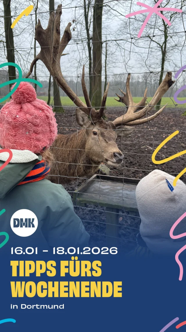 Wir wünschen allen Familien ein gesundes und frohes neues Jahr. Nach unserer kleinen Pause freuen wir uns sehr, euch auch 2026 wieder mit ausgewählten Wochenendtipps für Dortmund zu versorgen. 

Der Januar startet ruhig, aber mit schönen Angeboten für gemeinsame Zeit, Kultur und kleine Entdeckungen mit Kindern. Hier kommen unsere Tipps für das kommende Wochenende.

Freitag, 16.01

* Feuer – Eine Ausstellung über Faszination und Gefahr, @dasa_dortmund 
* 09:30 Uhr und 11:00 Uhr, 2. Sitzkissenkonzert: Himmelsstürmer und Wolkenhüpfer, @theaterdortmund Dortmund
* bis 18.01, Aplerbecker Rodelspaß am Haus Rodenberg
* 15:30 Uhr, Schatzsuche, Stadtteilbibliothek Hörde
* 16:00 bis 16:45 Uhr, KinderUni: Der Heilige Reinoldus und die Bedeutung der Stadtkirche, Stadtkirche St Reinoldi, Ostenhellweg 2

Samstag, 17.01

* 14:30 Uhr, Zoomania 2, @filmbuehne_postkutsche 
* 15:00 Uhr, Jackie & Oopjen – Kunstdetektivinnen, @sweetsixteenkino 

Sonntag, 18.01

* 10:00 bis 15:00 Uhr, Schulranzen-Party für die ganze Familie, @tonton_schulranzen 
* 11:00 bis 12:30 Uhr, mondos Atelier: Origami Ozean, @mondo_mio_kindermuseum 
* 11:15 Uhr, Mitmach-Märchen-Morgen, @kindermuseum_adlerturm 
* 16:00 Uhr, SOUNDZZ: Selah Quartett, @soundzz.domicil 

🚨Hinweis: Bitte prüft alle Veranstaltungen direkt beim Anbieter – kurzfristige Änderungen sind möglich.

👉 Für mehr Tipps und Familieninspiration in Dortmund: @dortmundmitkind folgen!

#wochenendtipp
#dortmund
#dortmundmitkind
familienzeit 
wochenendeindortmund