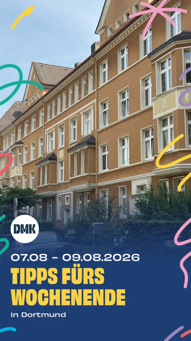 Die Ferien sind in vollem Gange und es gibt wieder einiges zu entdecken. Von kreativen Ferienangeboten über Musik und Sport bis hin zu schönen Familienaktionen draußen – hier kommen unsere Tipps für ein abwechslungsreiches Wochenende in Dortmund und Umgebung.

Freitag, 07.08

* Auch am 08.08., Sonderverkauf bei Manufactum, @manufactum 
* 11:00 bis 16:00 Uhr, „Wir bauen eine Stadt aus Ton“, @dasa_dortmund 
* Auch am 08.08., @microfestival.dortmund 
* 10:00 Uhr, KITZ.do auf der Ferienwiese Scharnhorst, Abenteuerspielplatz Scharnhorst, Flughafenstraße 512
* 15:00 bis 18:00 Uhr, Sportaktionswoche im Kinderbereich, @keuninghausofficial 

Samstag, 08.08

* 10:00 bis 16:00 Uhr, Garagen-Trödel, Rübenkamp 9, 44319 Dortmund
* Ab 11:00 Uhr, Mondos Ferien-Atelier „Experimente mit Lehm“, @mondo_mio_kindermuseum 
* 14:00 bis 22:00 Uhr, Summersounds DJ-Picknick 2026, Hoeschpark
* 14:00 bis 18:00 Uhr, Inklusives Sommerfest, @djkblauweisshuckarde1921
* Clown August – Mitmach-Zaubershow für Kids, Gut Königsmühle @helpandhopestiftung 

Sonntag, 09.08

* 11:00 Uhr, Bilderbuchkino „Simone“, @jugendstil_nrw 
* 13:00 bis 16:00 Uhr, Workshop „Sticken per Hand“, @youngcaritasdortmund 
* 15:00 Uhr, „Chihiros Reise ins Zauberland“, @filmnaechte_dortmund 
* 14:00 bis 17:00 Uhr, Familienwerkstatt, @mkk_dortmund 
* 14:30 bis 16:30 Uhr, Familiennachmittag, @kindermuseum_adlerturm 
* Nachts im Museum @schiffshebewerkhenrichenburg 

🚨Hinweis: Bitte prüft alle Veranstaltungen direkt beim Anbieter – kurzfristige Änderungen sind möglich.

👉 Für mehr Tipps und Familieninspiration in Dortmund: @dortmundmitkind