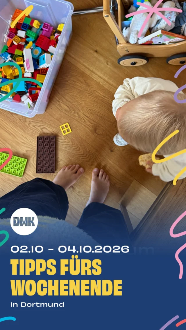 Dieses Wochenende ist wieder richtig viel los! Rund um den Feiertag warten viele schöne Familienaktionen, Flohmärkte, kreative Angebote und natürlich „Türen auf mit der Maus“ auf euch. Hier kommen unsere Tipps:

Freitag, 02.10.

* Ausstellung „Hochbau“, @dasa_dortmund 
* 10 bis 11 Uhr, „Ein König zu viel“ (ab 4 Jahren), @kjtdortmund 
* 15:30 Uhr, Bilderbuchkino „Motte, die klitzekleine Moorhexe rettet das Elfenschloss“, Stadtteilbibliothek Hörde

Samstag, 03.10. – Türen auf mit der Maus

* Kinderflohmarkt und kleiner Erntemarkt, @hofkuse 
* 13 bis 18 Uhr, Macher- und Genießer-Markt, @stadtmarketing_waltrop 
* 13 bis 16 Uhr, 1. Löttringhauser Flohmarkt, Möllershof, Hohe Eiche 81
* 12 bis 14 Uhr, Tag der offenen Moschee 2026, IGMG Gemeinde Dortmund-Anadolu, Scheffelstr. 19 (Eingang Münsterstr. 112)
* Ab 11 Uhr, Mondos Atelier „Mein bunter Pilzgarten“, @mondo_mio_kindermuseum 
* Ab 11 Uhr, Türen auf mit der Maus, @zechezollerndortmund 
* bis 04.10., Erntedankfest, @hofsuemmermann 

Sonntag, 04.10.

* Familiensonntag, @dortmunderu 
* 13:30 bis 17 Uhr, Gartentrödelmarkt, @lebensartcafe 
* 10:15 und 12 Uhr, 1. Babykonzert, @theaterdortmund 
* 11 bis 16 Uhr, „Ente gut, alles gut“, Flohmarkt @umschlagplatz 
* 11 Uhr, Kastanienfest, Rombergpark
* 14 Uhr, Öffentliche Familienführung, Hoesch-Museum
* 15 Uhr, Kindertheater im @kulturzentrumbalou 

🚨Hinweis: Bitte prüft alle Veranstaltungen direkt beim Anbieter – kurzfristige Änderungen sind möglich.

👉 Für mehr Tipps und Familieninspiration in Dortmund: @dortmundmitkind
