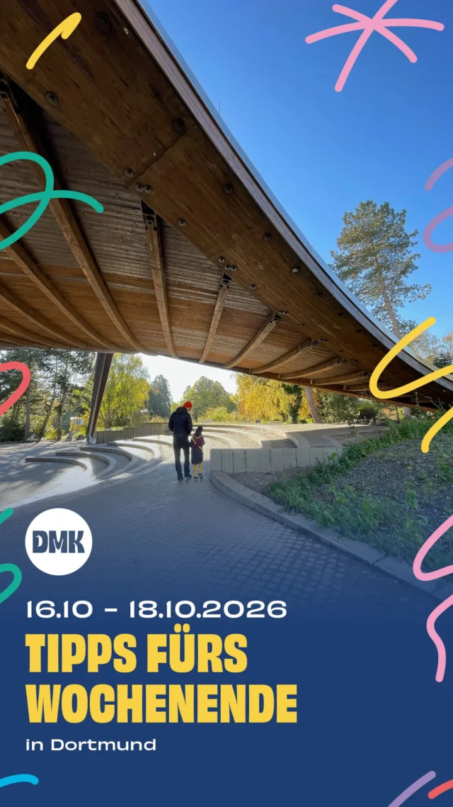 Die Herbstferien starten und in Dortmund ist wieder einiges für Familien los! Von Mitmachaktionen über Flohmärkte bis zu Theater und Musik – hier kommen unsere Wochenendtipps für euch.

Freitag, 16.10.

* 15 bis 18 Uhr, Erntefest, @ernaehrungsrat_dortmund 
* 15 bis 17:30 Uhr, Kinderdemo für mehr Verkehrssicherheit für Kinder am Blücherpark, @treffpunktkezz 
* Ausstellung „Gute Nacht“, @dasa_dortmund 

Samstag, 17.10.

* Viertel Beats, @unterhaltunglieblingsstuecke 
* 10:30 bis 16:30 Uhr, Tag der offenen Tür, Werkstätten Gottessegen 
* 15 Uhr, Mira, @sweetsixteenkino 
* 9 bis 13 Uhr, Kinderflohmarkt, Kita Bartholotini, Westlicher Hellweg 15, 44388 Dortmund
* 10 bis 14 Uhr, Kleiner Kinder- und Babytrödelmarkt, Regenbogenhaus im Westfalenpark

Sonntag, 18.10.

* DEW21-Familientag „Da ist der Wurm drin!“, @mondo_mio_kindermuseum 
* 16 Uhr, SOUNDZZ Familienkonzert, @domicildortmund 
* 16 Uhr, „Käpten Knitterbart und seine Bande“, @kjtdortmund 
* 11:15 bis 12:15 Uhr, Mitmach-Märchen-Morgen, @kindermuseum_adlerturm 
* 15 Uhr, „Shaun das Schaf – Spuk im Kürbisfeld“, @filmbuehne_postkutsche 

🚨Hinweis: Bitte prüft alle Veranstaltungen direkt beim Anbieter – kurzfristige Änderungen sind möglich.

👉 Für mehr Tipps und Familieninspiration in Dortmund: @dortmundmitkind